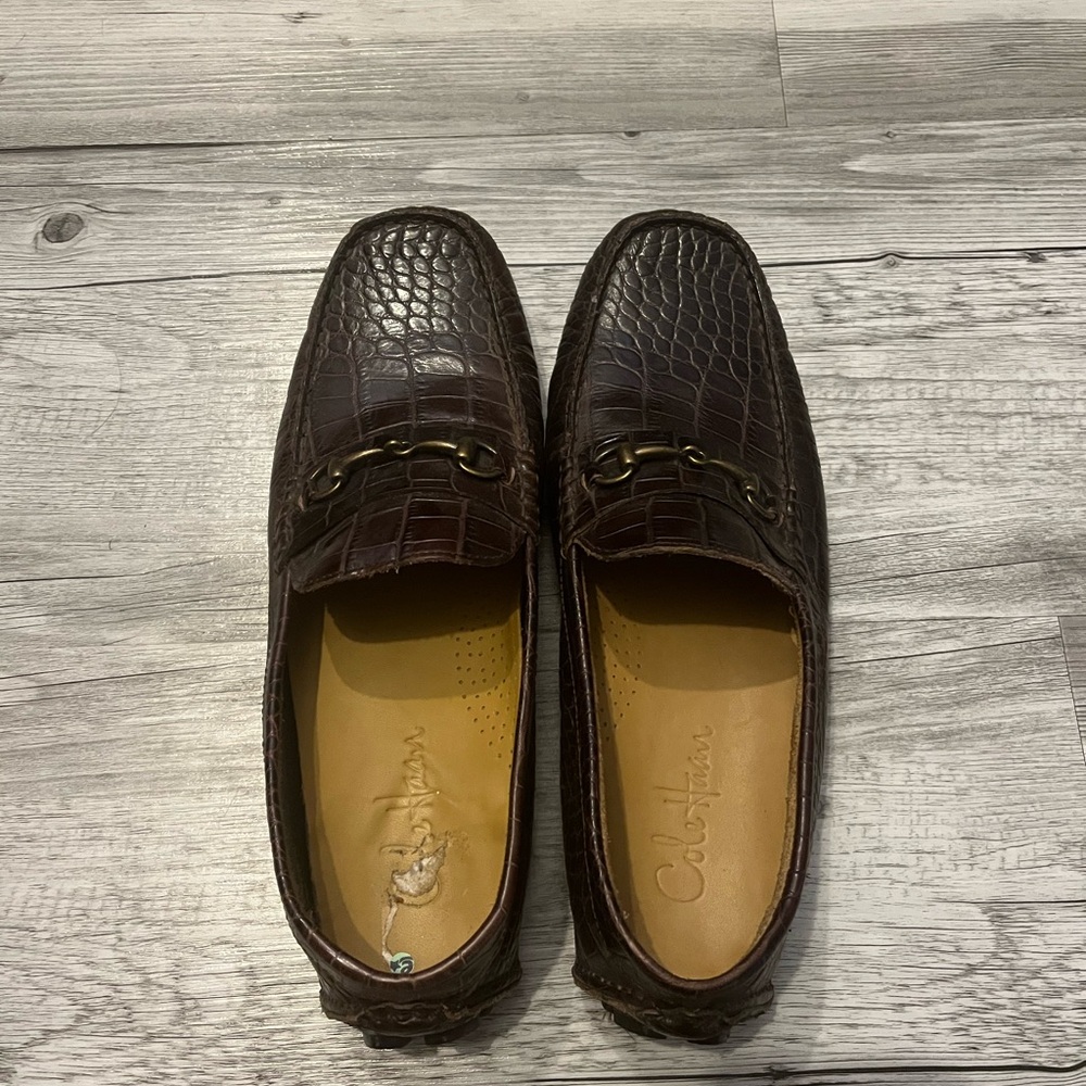 Cole Haan Men's Croc-Embossed Dark Brown Loafers
